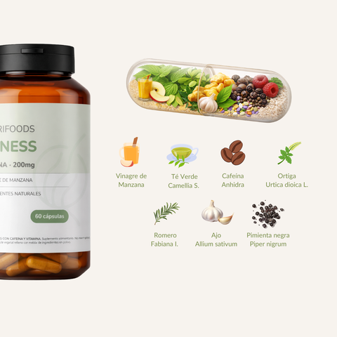 Cafeina 200mg + Vinagre de Manzana | Pre Entreno Natural en Capsulas