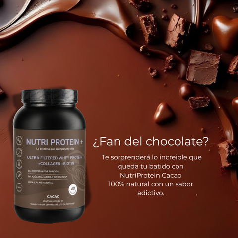 NutriProtein+ Whey Cacao con Colágeno y Biotina